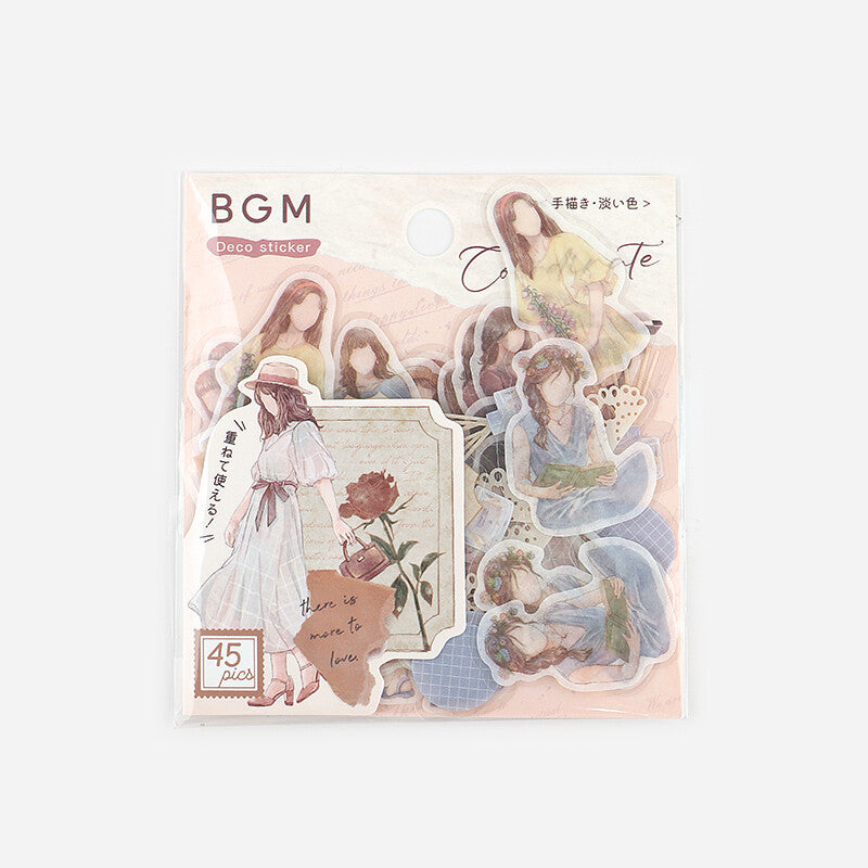 BGM Agenda Sticker Flake Stickers | Coordinate | Pale Tones - Simple Paper