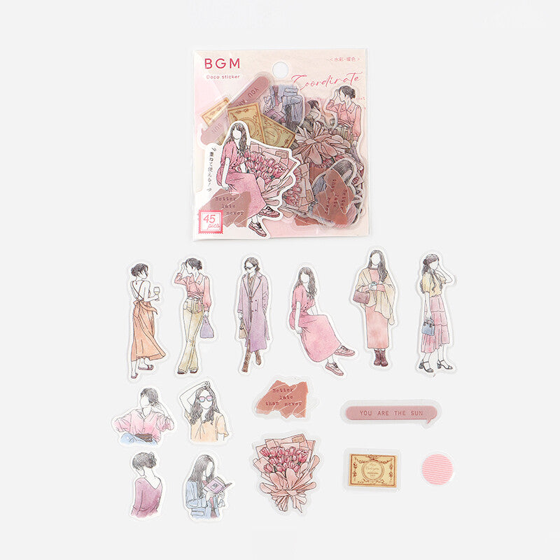 BGM Agenda Sticker Flake Stickers | Coordinate | Warm Tones - Simple Paper