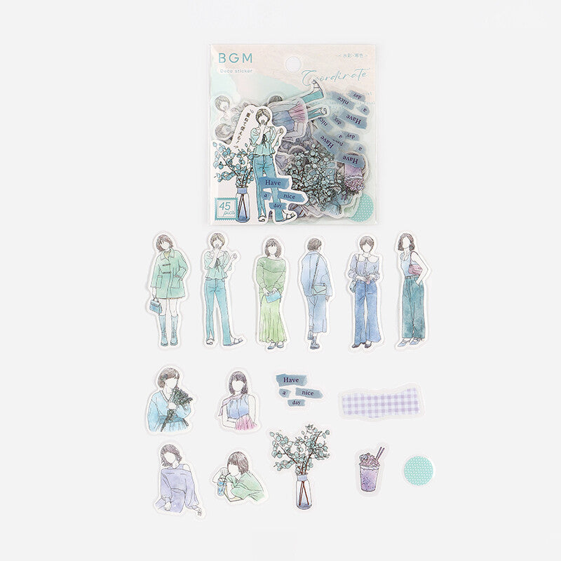 BGM Agenda Sticker Flake Stickers | Coordinate | Cool Tones - Simple Paper