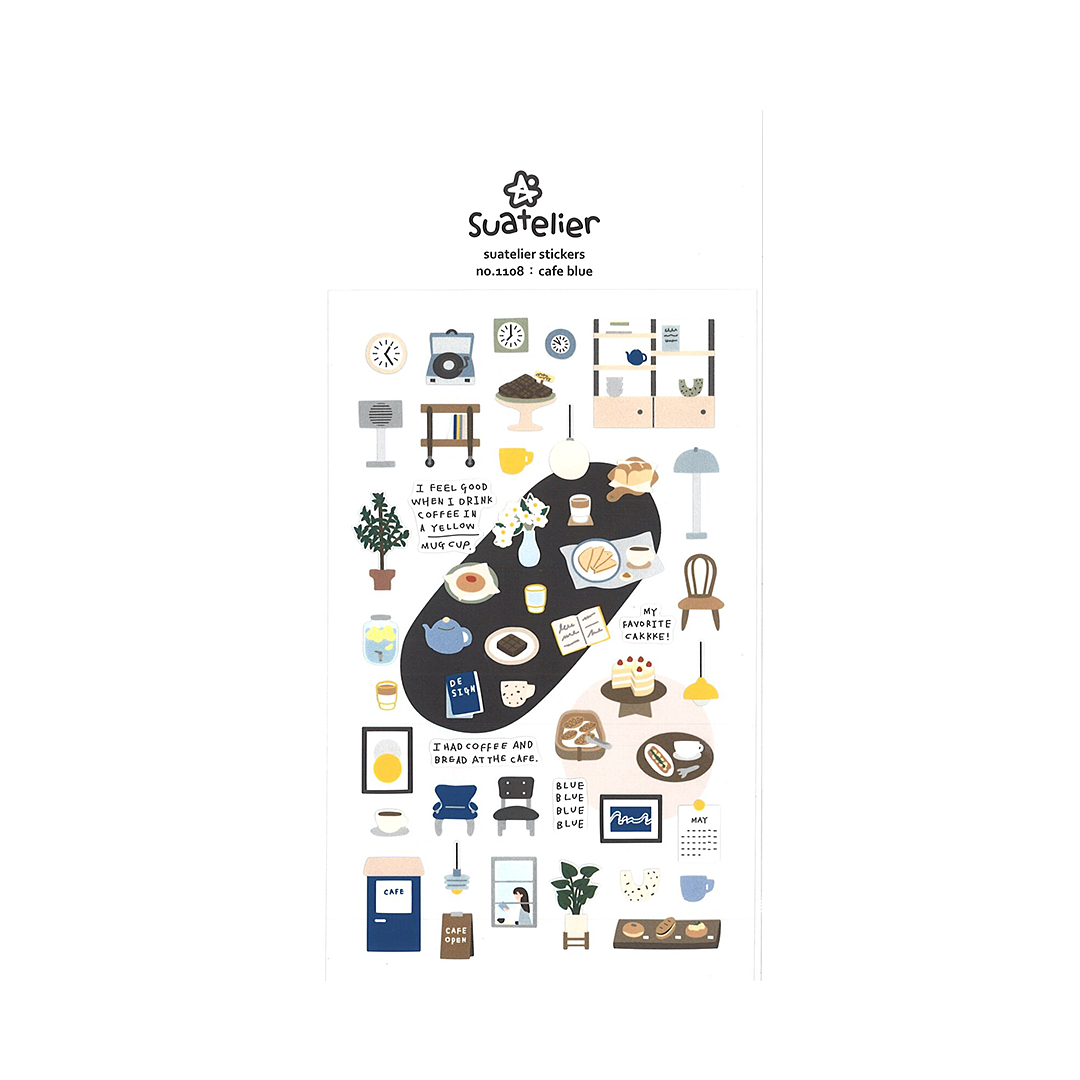 Suatelier Stickers | No. 1108 | Cafe Blue - Simple Paper