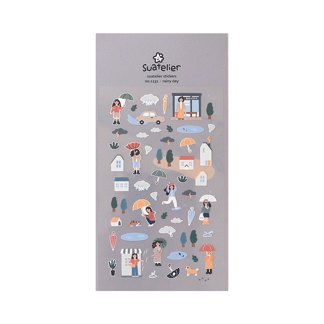Suatelier Stickers | No. 1132 | Rainy Day - Simple Paper