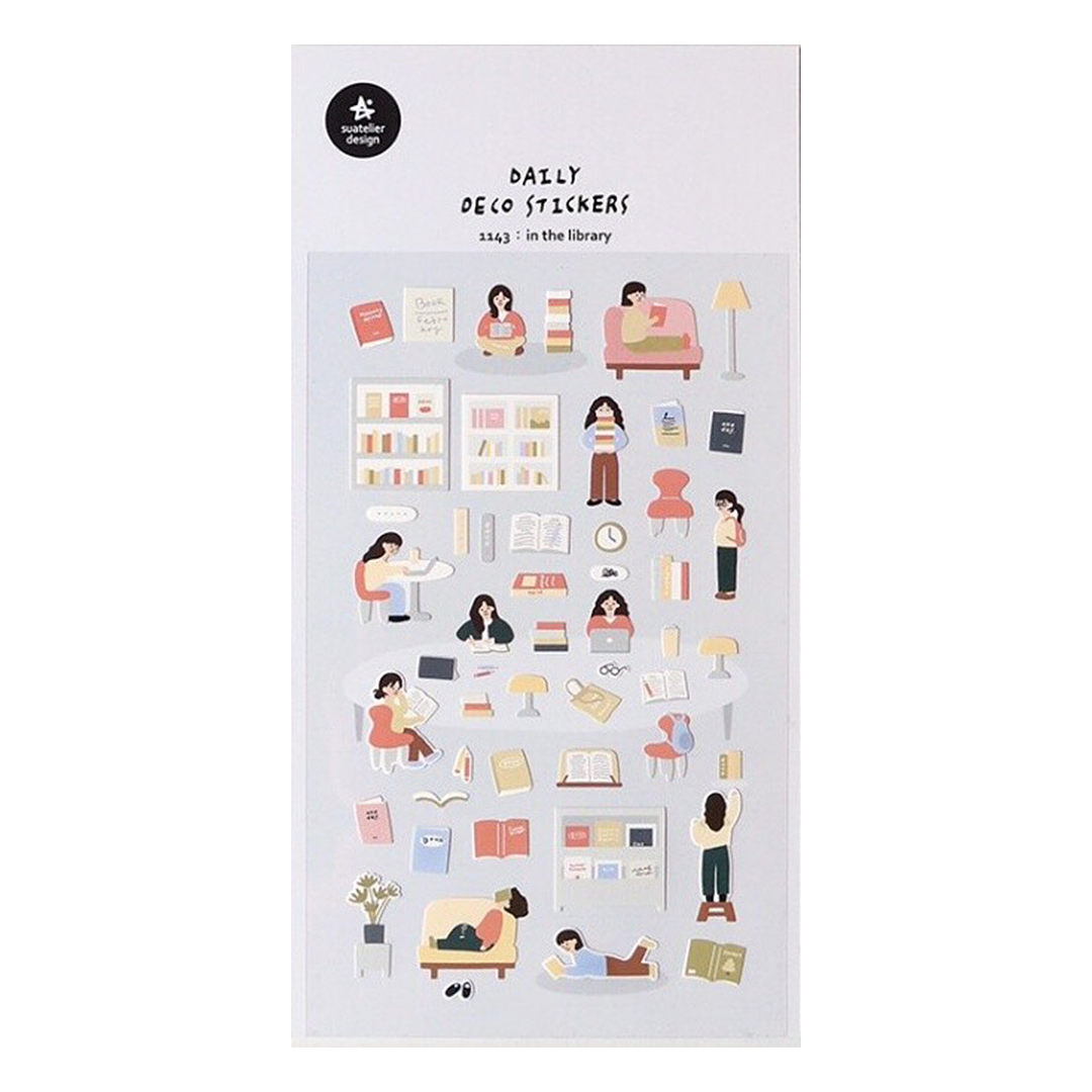 Suatelier Stickers | No. 1143 | In The Library - Simple Paper