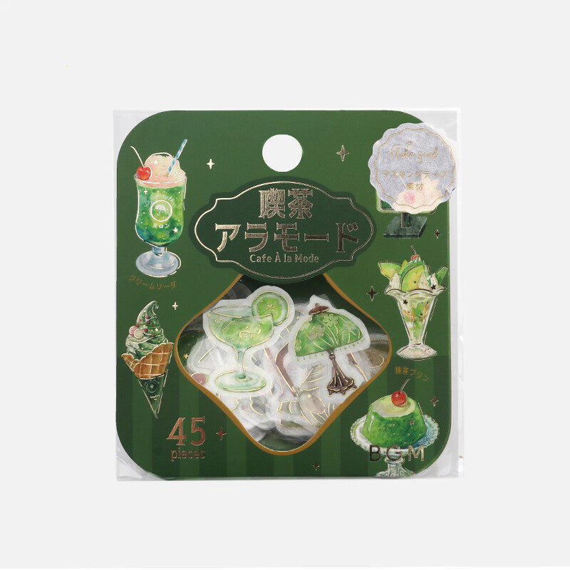 BGM Agenda Sticker Flake Stickers | Cafe A La Mode | Green - Simple Paper