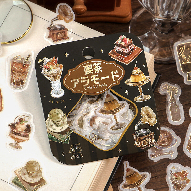 BGM Agenda Sticker Flake Stickers | Cafe A La Mode | Brown - Simple Paper