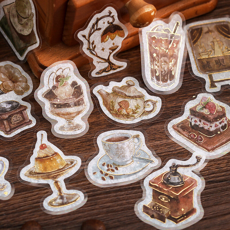 BGM Agenda Sticker Flake Stickers | Cafe A La Mode | Brown - Simple Paper
