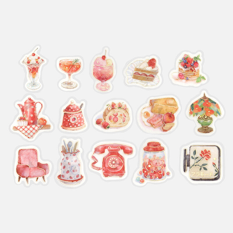 BGM Agenda Sticker Flake Stickers | Cafe A La Mode | Red - Simple Paper