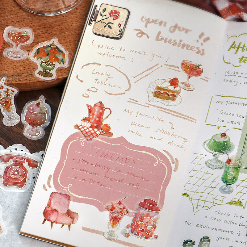 BGM Agenda Sticker Flake Stickers | Cafe A La Mode | Red - Simple Paper