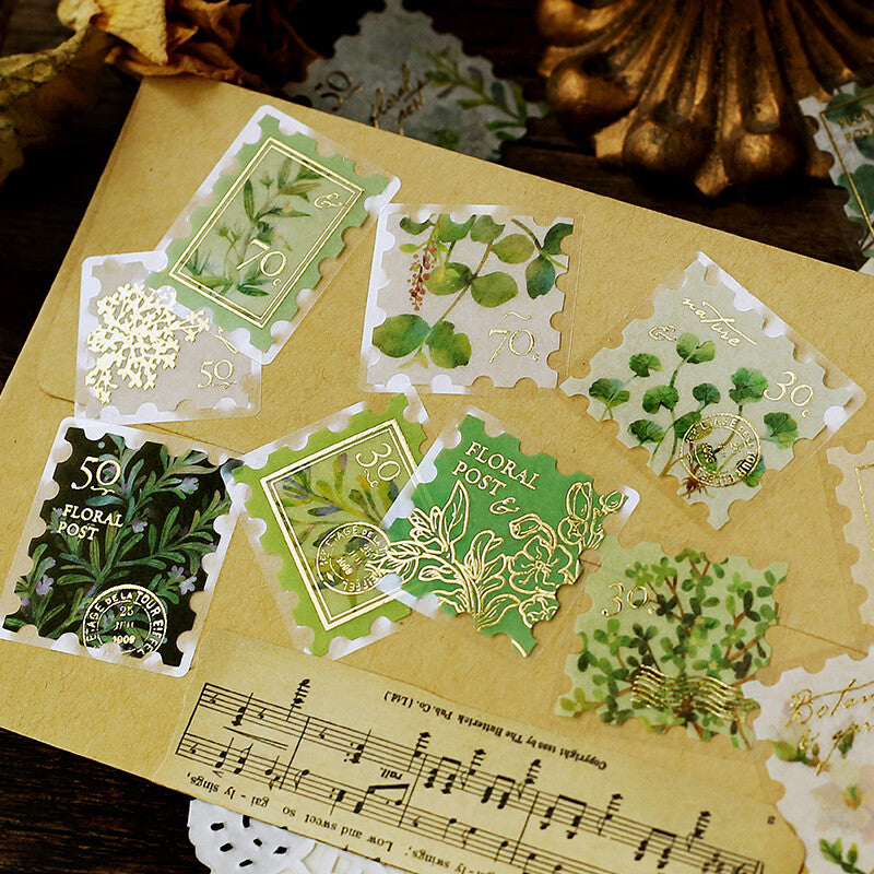 BGM Agenda Sticker Flake Stickers | Post Office Illustrated Book | Green - Simple Paper