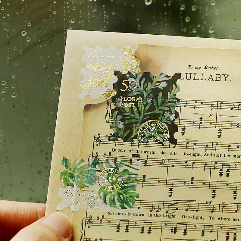BGM Agenda Sticker Flake Stickers | Post Office Illustrated Book | Green - Simple Paper