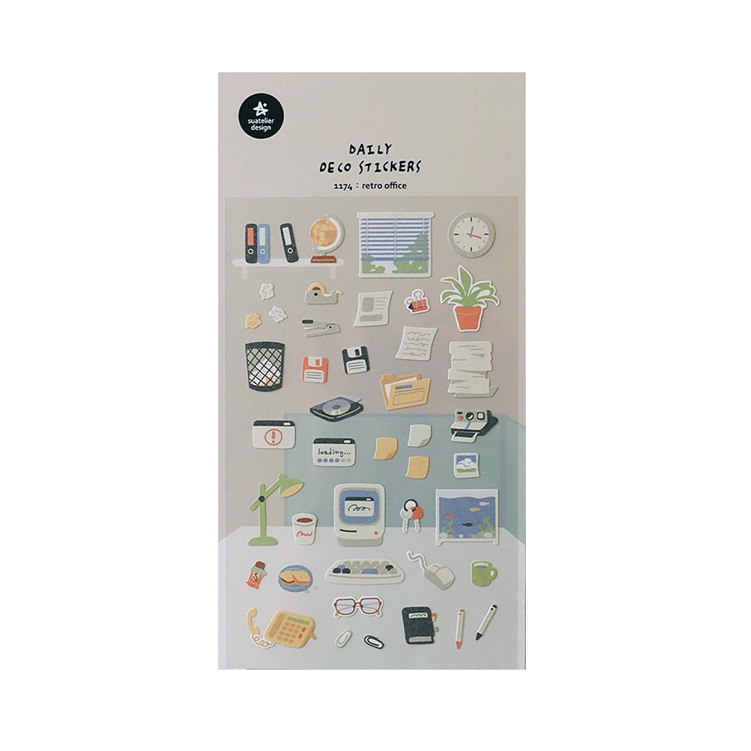 Suatelier Stickers | No. 1174 | Retro Office - Simple Paper