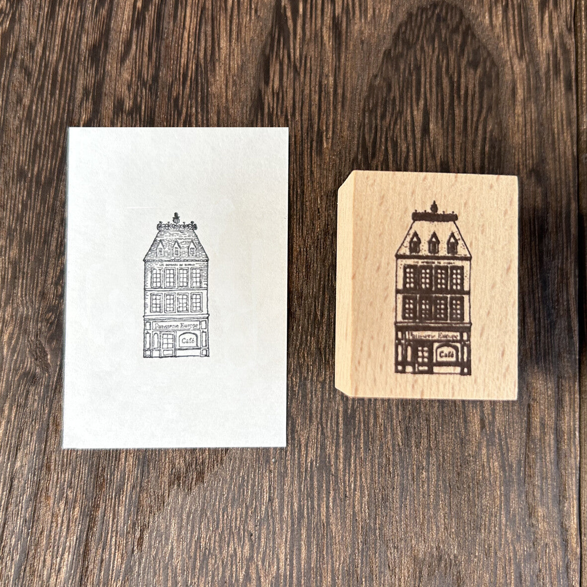 Arte Co Rubber Wood Stamp | Cafe Building - Simple Paper