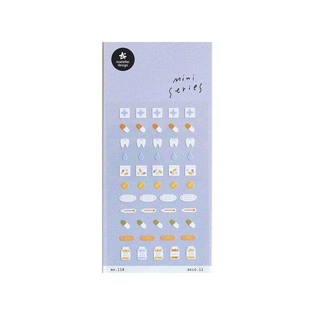 Suatelier Mini Series Stickers | No. 118 | Hospital And Medicine - Simple Paper
