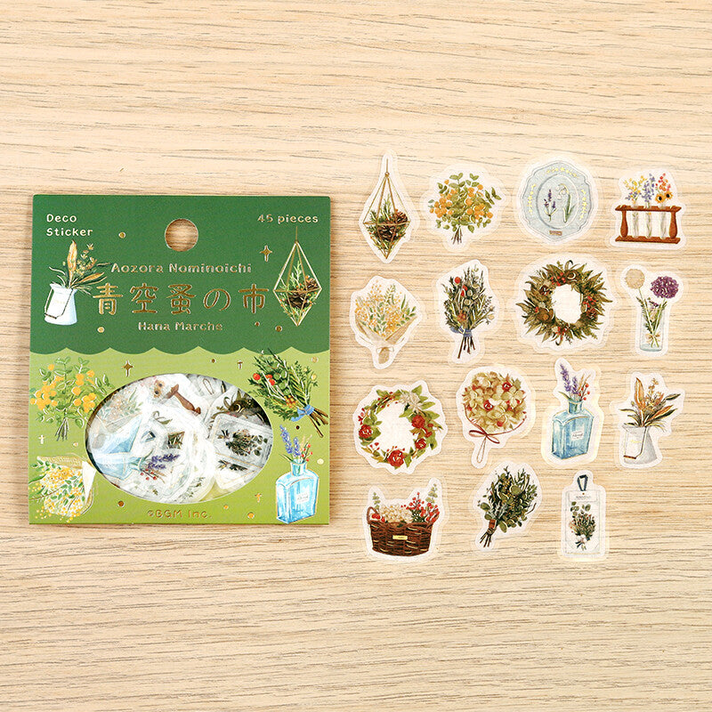 BGM Agenda Sticker Flake Stickers | Aozora Nominoichi | Hana Marche - Simple Paper