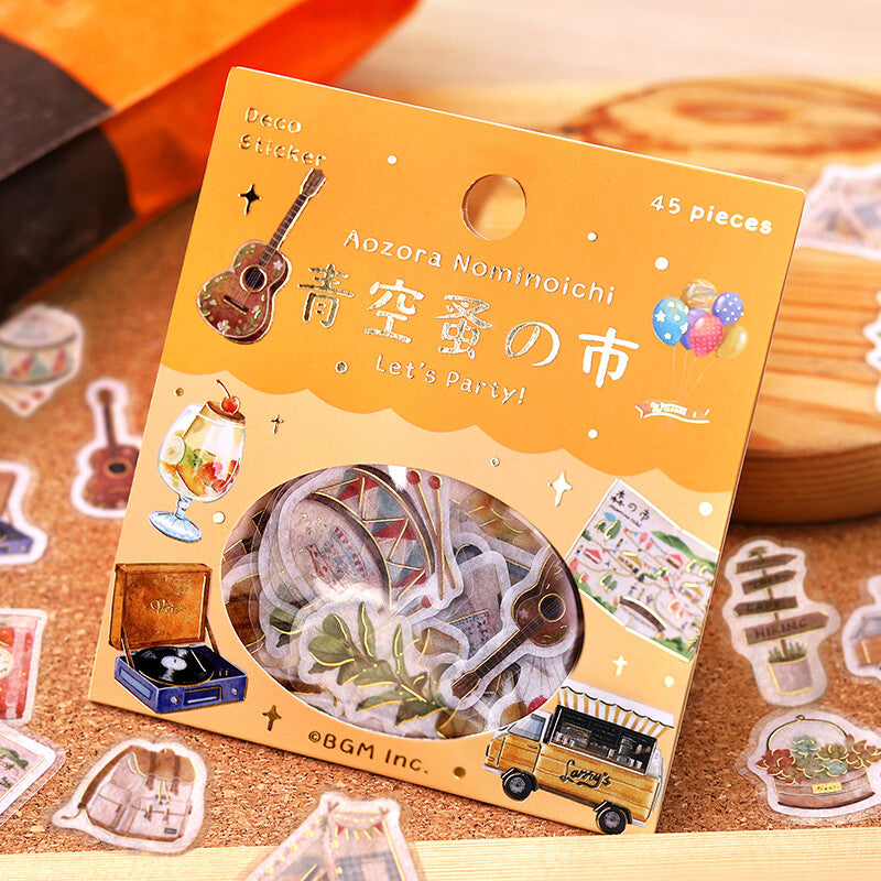 BGM Agenda Sticker Flake Stickers | Aozora Nominoichi | Let's Party - Simple Paper