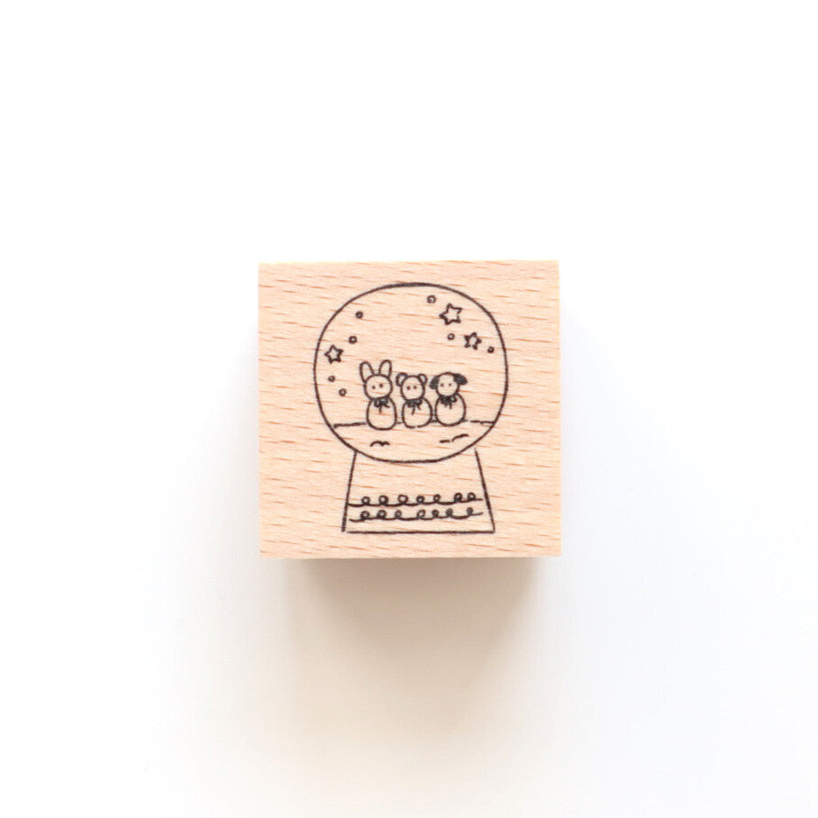 forme. Wooden Rubber Stamp Snow Globe