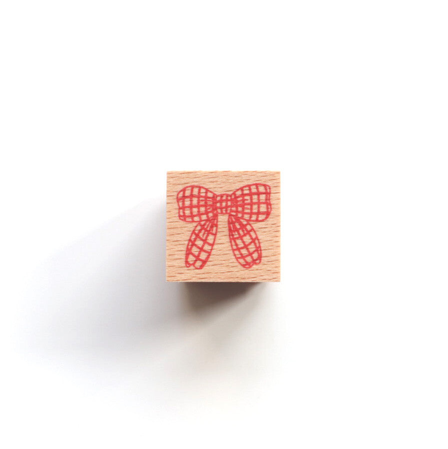 forme. Wooden Rubber Stamp Checked Bow