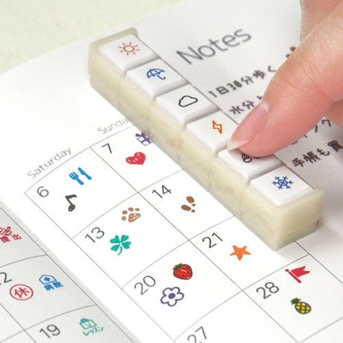 Kodomo No Kao Pochitto 6 Push Button Stamp | Notebook - Simple Paper