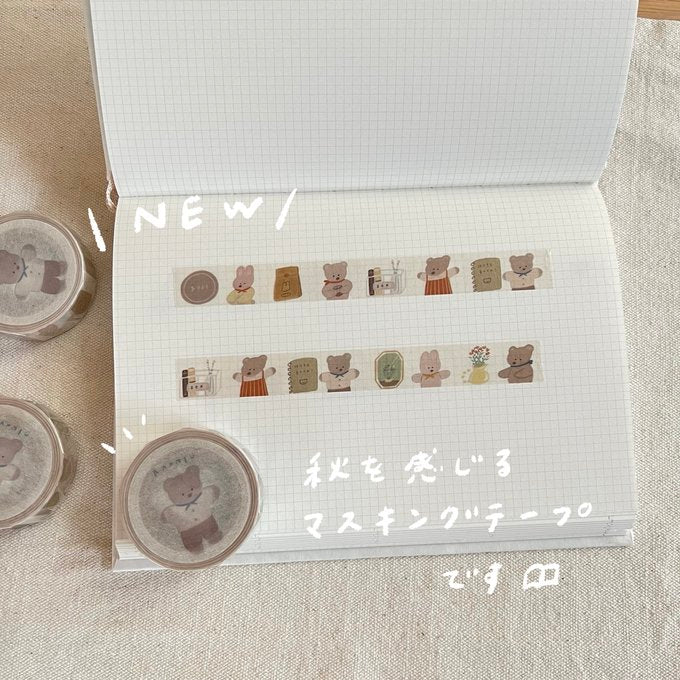 ranmyu Washi Tape Bear And Rabbit Diary Time