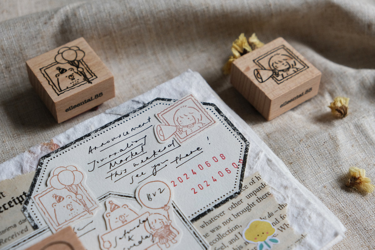 Eileen Tai Rubber Stamps | Bear & Girl: Celebration - Simple Paper