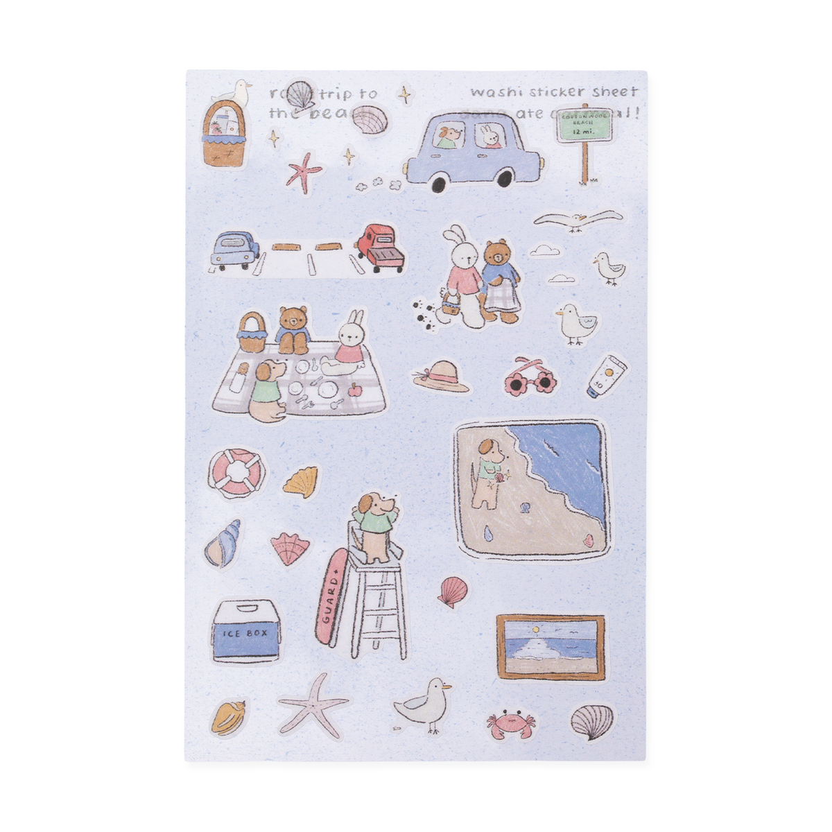 Dana Ate Oatmeal! Washi Sticker Sheet Roadtrip To the Beach
