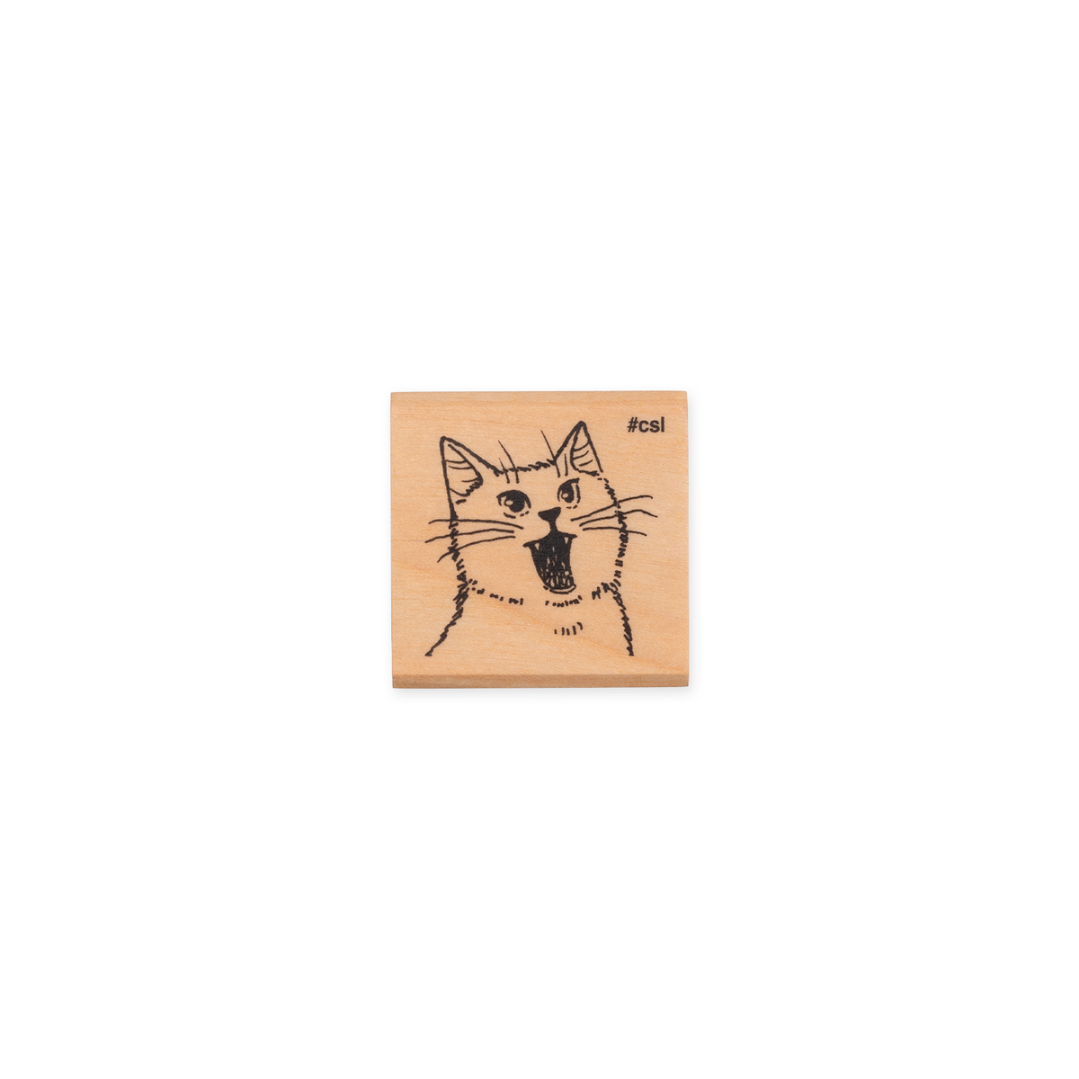 Kodomo No Kao Rubber Stamp Cat With Open Mouth