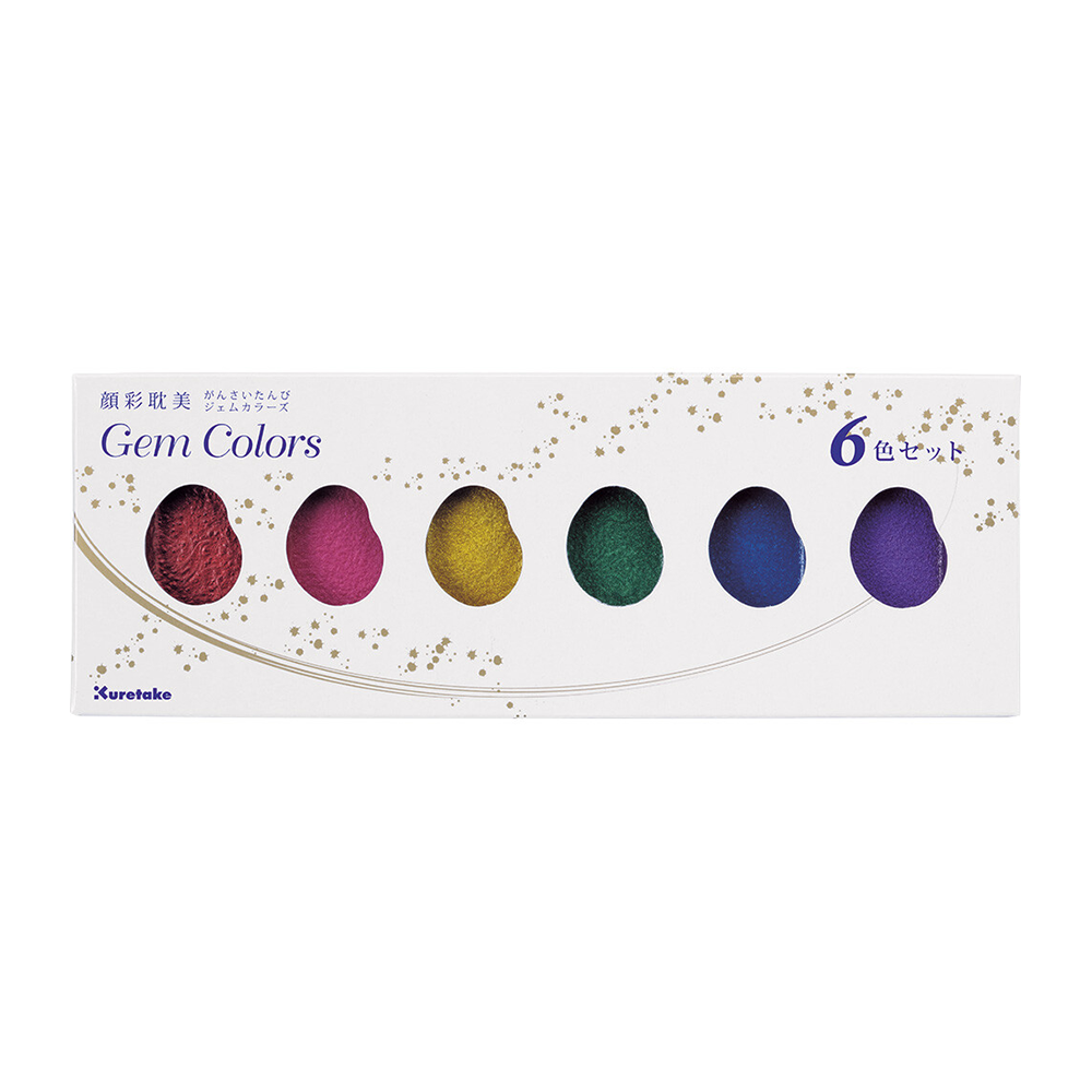 Kuretake Gansai Tambi 6-Color Watercolor Set Gem Colors