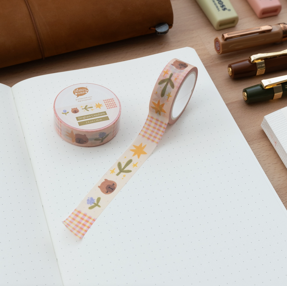 Grumpy Nook Washi Tape Gingham Capybara