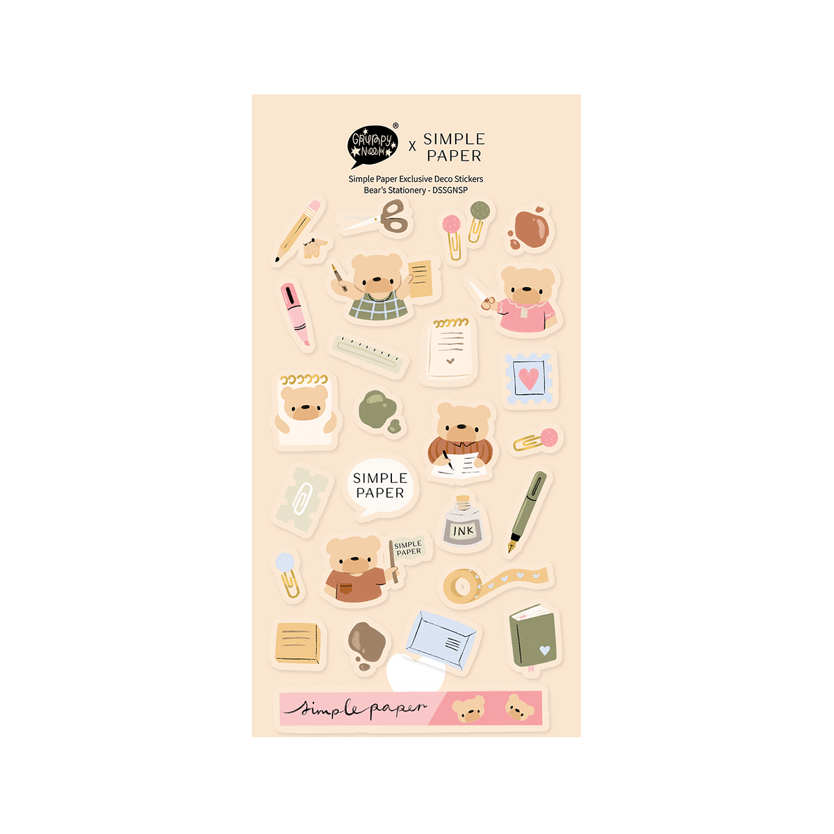 Grumpy Nook x Simple Paper Exclusive Deco Sticker Sheet