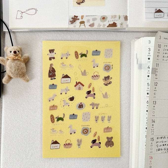 ranmyu PET Stickers Brown Bear