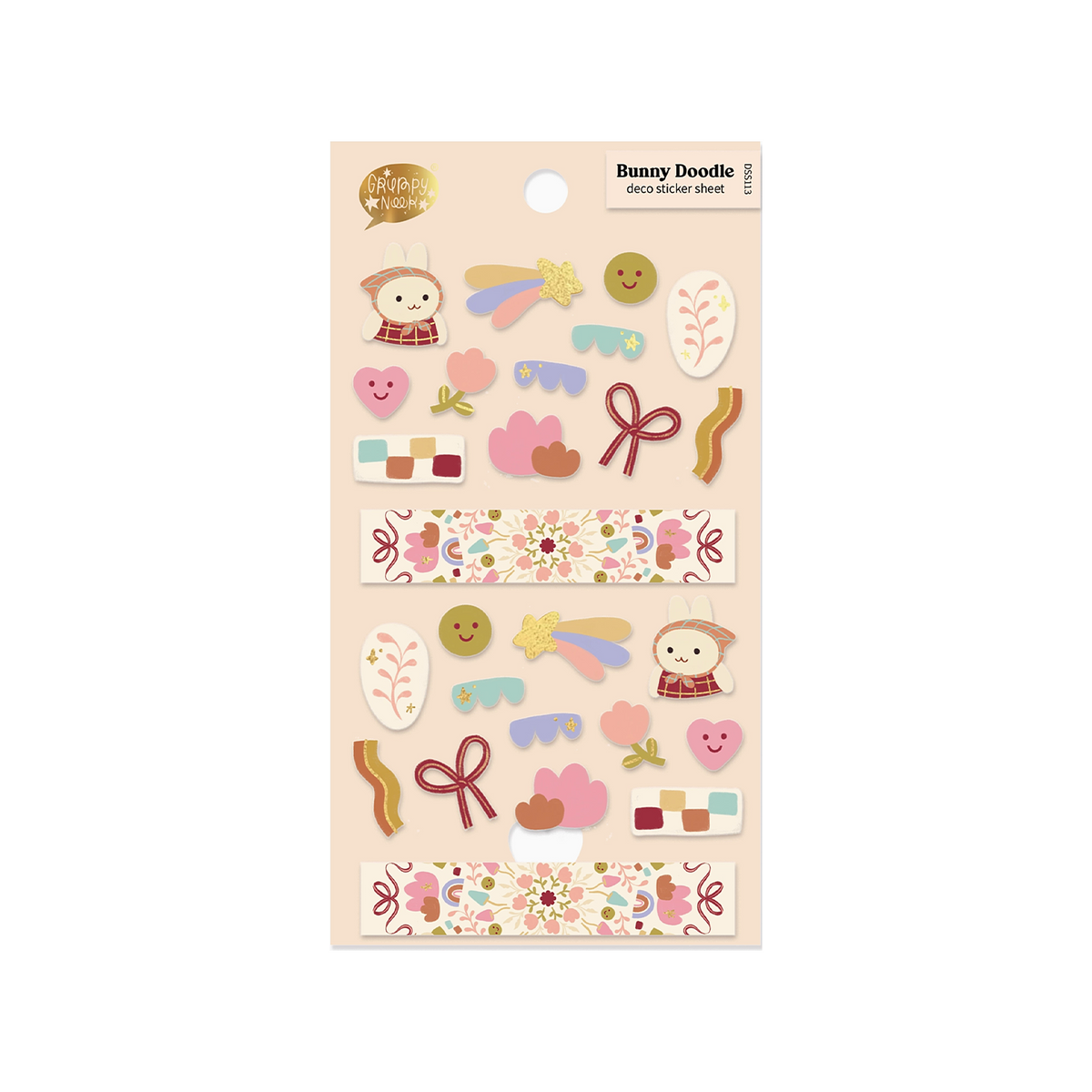 Grumpy Nook Deco Sticker Sheet Bunny Doodle