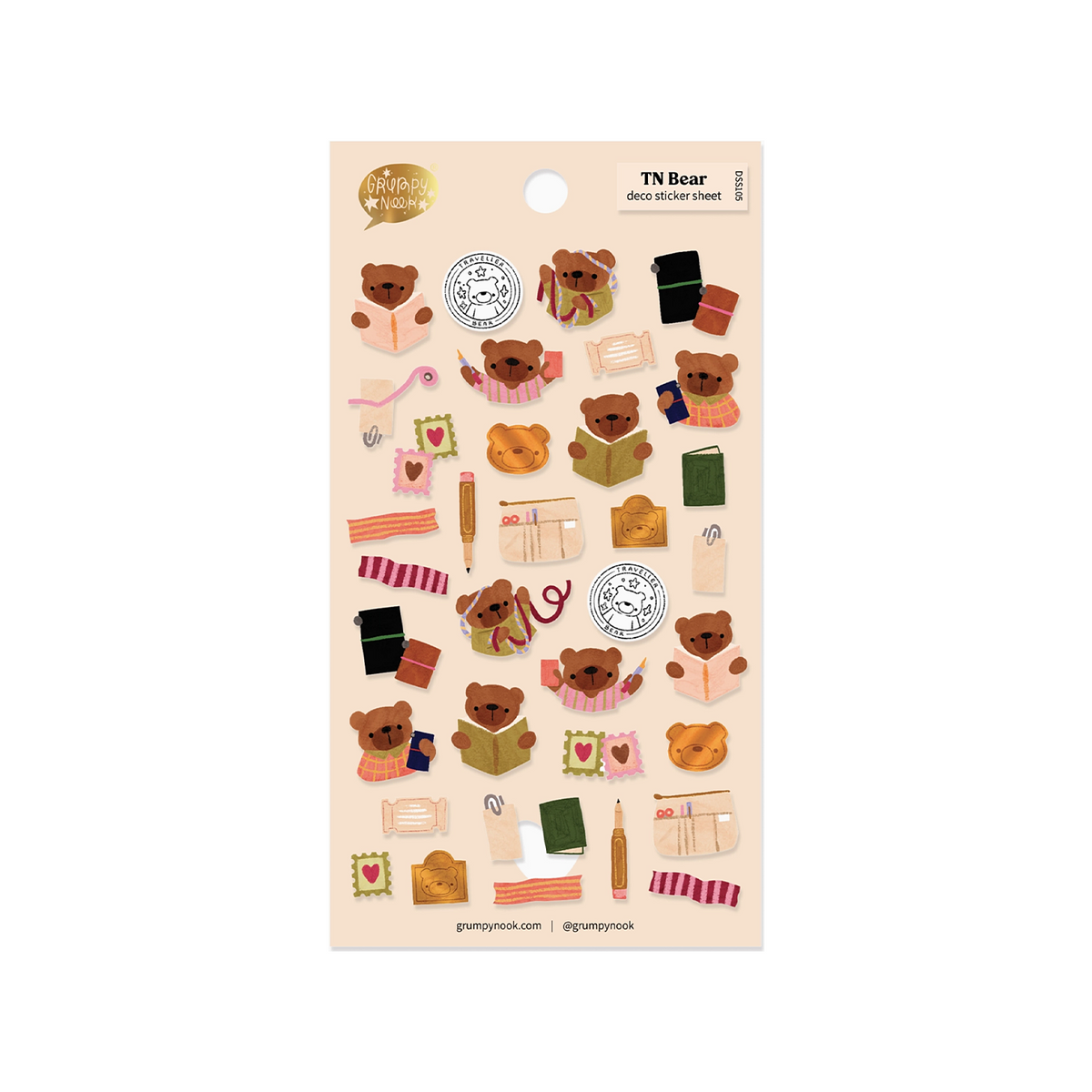 Grumpy Nook Deco Sticker Sheet TN Bear