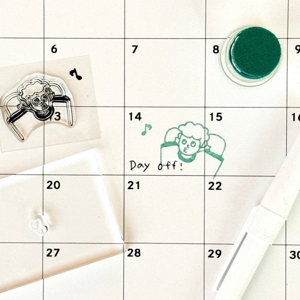 JIZAI COMBI clear stamp whistle edition by mizushima, transparent character stamp with sporty whistle-blowing motif.