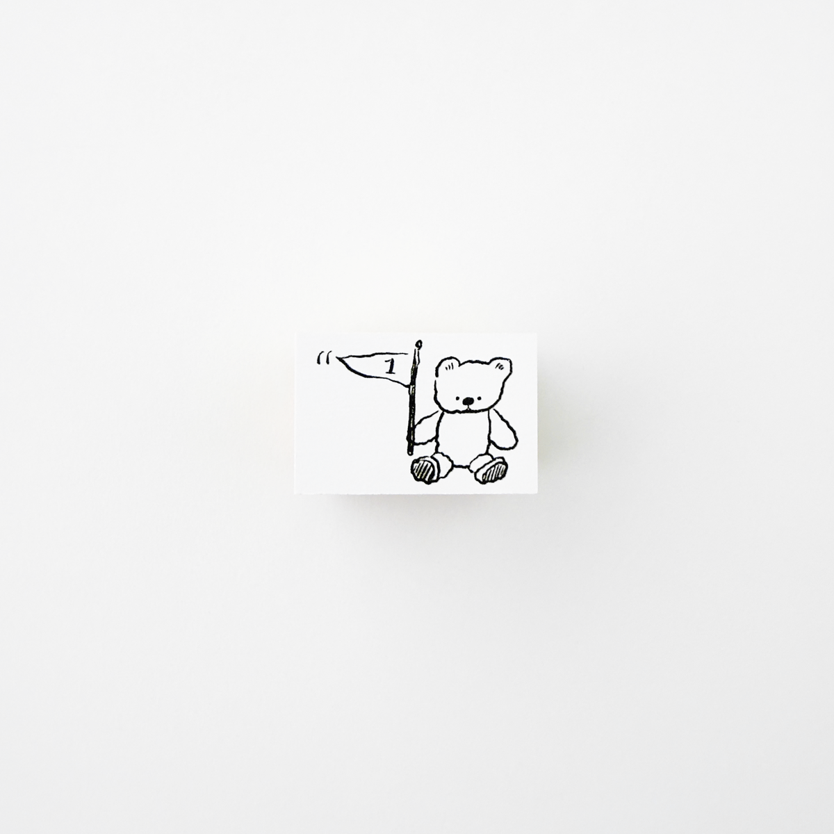 ranmyu Rubber Stamp Bear Holding Flag