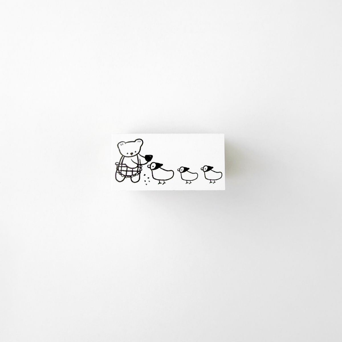 ranmyu Rubber Stamp Bear Feeding Chickens