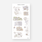 Postcard and script letter collage stickers with lavender lilies, a songbird and torn paper strips, January 2024 Sheet F