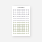Lavender gray and sage date dot stickers numbered 1 to 31 with blank dots, January 2024 Sheet H