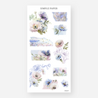 Cropped poppy photo strips, gold-flecked washi strip and blue line art poppies, Sheet F