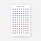 Lavender blue and dusty rose date dot stickers numbered 1 to 31, Sheet H
