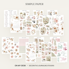 On My Desk Full Decorative Kit: 14 sticker sheets of watercolor desk objects, florals and date dots by Simple Paper