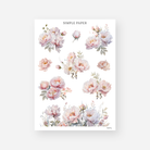 Blush pink and lavender white peony bouquet stickers with soft green leaves, February 2024 Sheet A