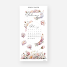 A February calendar sheet framed by peony bouquets, February 2024 Sheet D