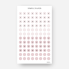 Blush pink and dusty mauve date dot stickers numbered 1 to 31 with blank dots, February 2024 Sheet H