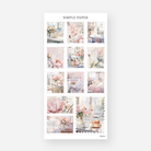 Postage stamp shaped photo stickers with flowers, a clawfoot tub and a teapot, February 2024 Sheet I