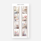Filmstrip style photo frame stickers with sunlit rooms, roses and peonies, February 2024 Sheet K