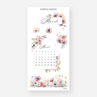 March calendar sticker framed with anemone florals, March 2024 Sheet D