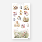 Spring stickers with bunnies, chicks, a bluebird, speckled eggs and anemones, March 2024 Sheet E
