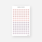 Dusty pink and mauve date dot stickers numbered 1 to 31 with blank dots, March 2024 Sheet H