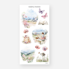 Countryside picnic stickers with a farmhouse, berry cake and a puppy in flowers, March 2024 Sheet L
