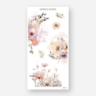 Anemone bouquet stickers with an ornate floral frame outline, March 2024 Sheet N