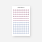 Dusty rose and dusty blue date dot stickers numbered 1 to 31 with blank dots, April 2024 Sheet H